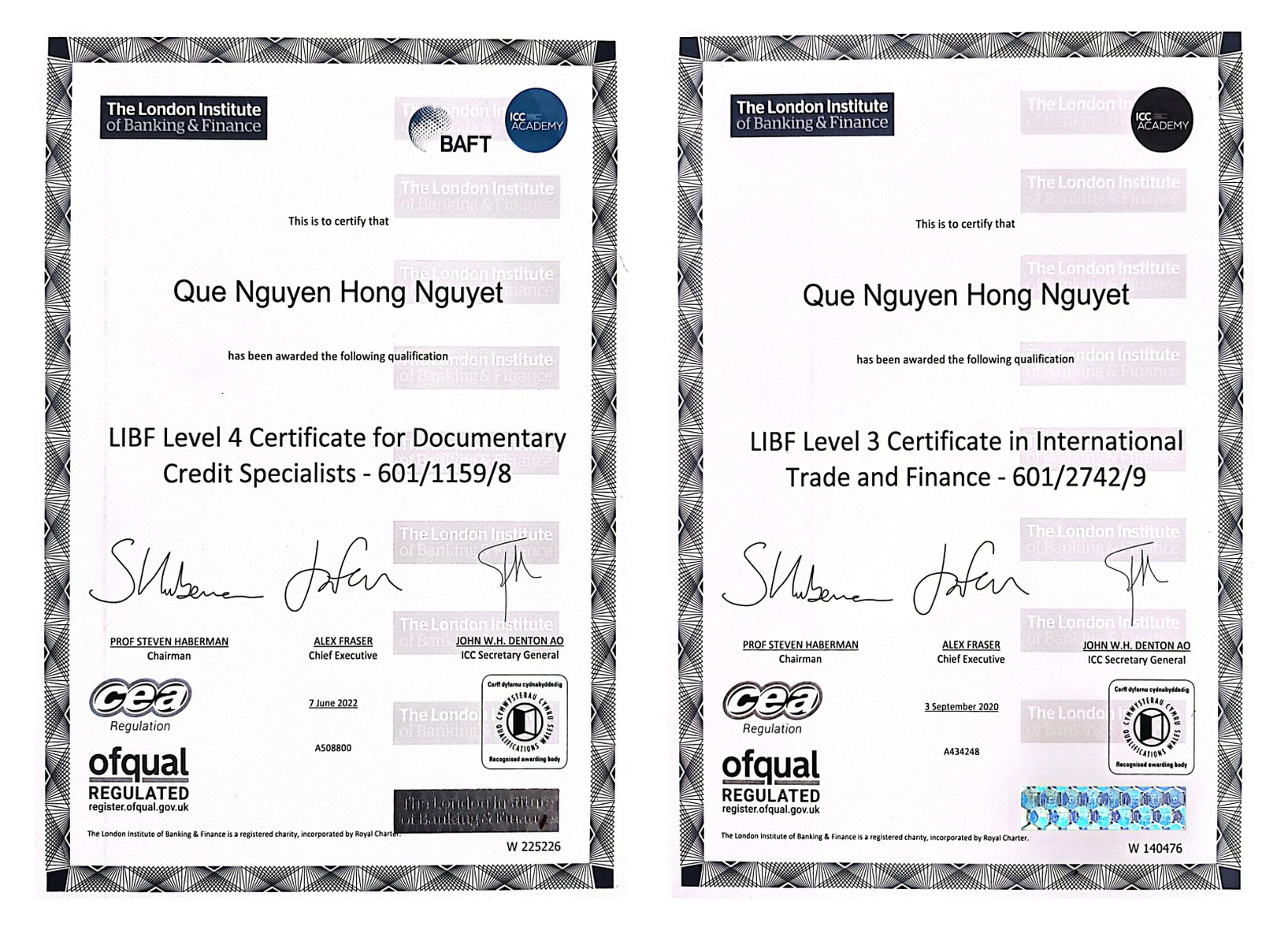Chứng chỉ CDCS và CITF do The London Institute of Banking & Finance cấp